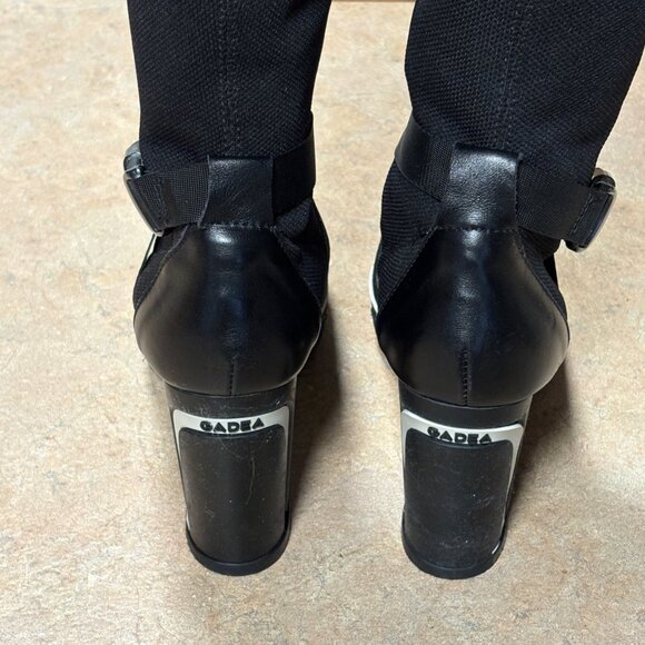 Gadea Black Stretch Sock Buckle Boots Leather Heels Made In Spain 37 Extralight - Picture 7 of 15